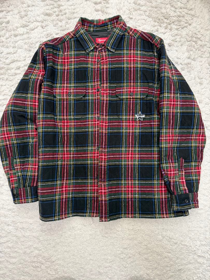 トップス Supreme Quilted Plaid Flannel Shirt