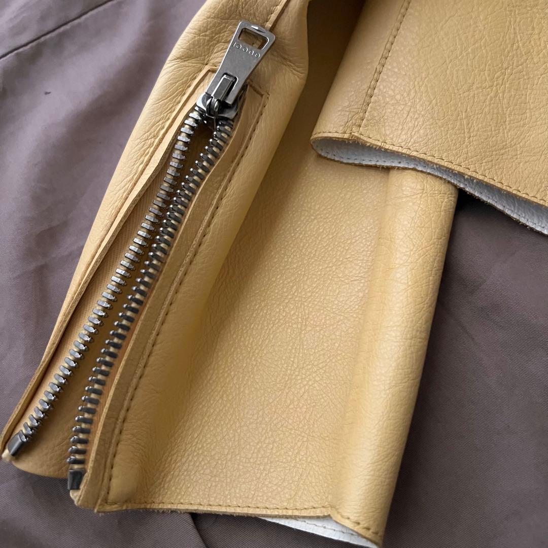 ほぼ未使用 グッチ シングル ライダース レザージャケット 牛革 バイカラー L