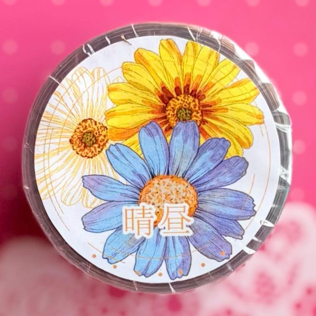 贝壳光 晴昼 ダイカット加工 6cm×5m 海外マステ　マーガレット　花