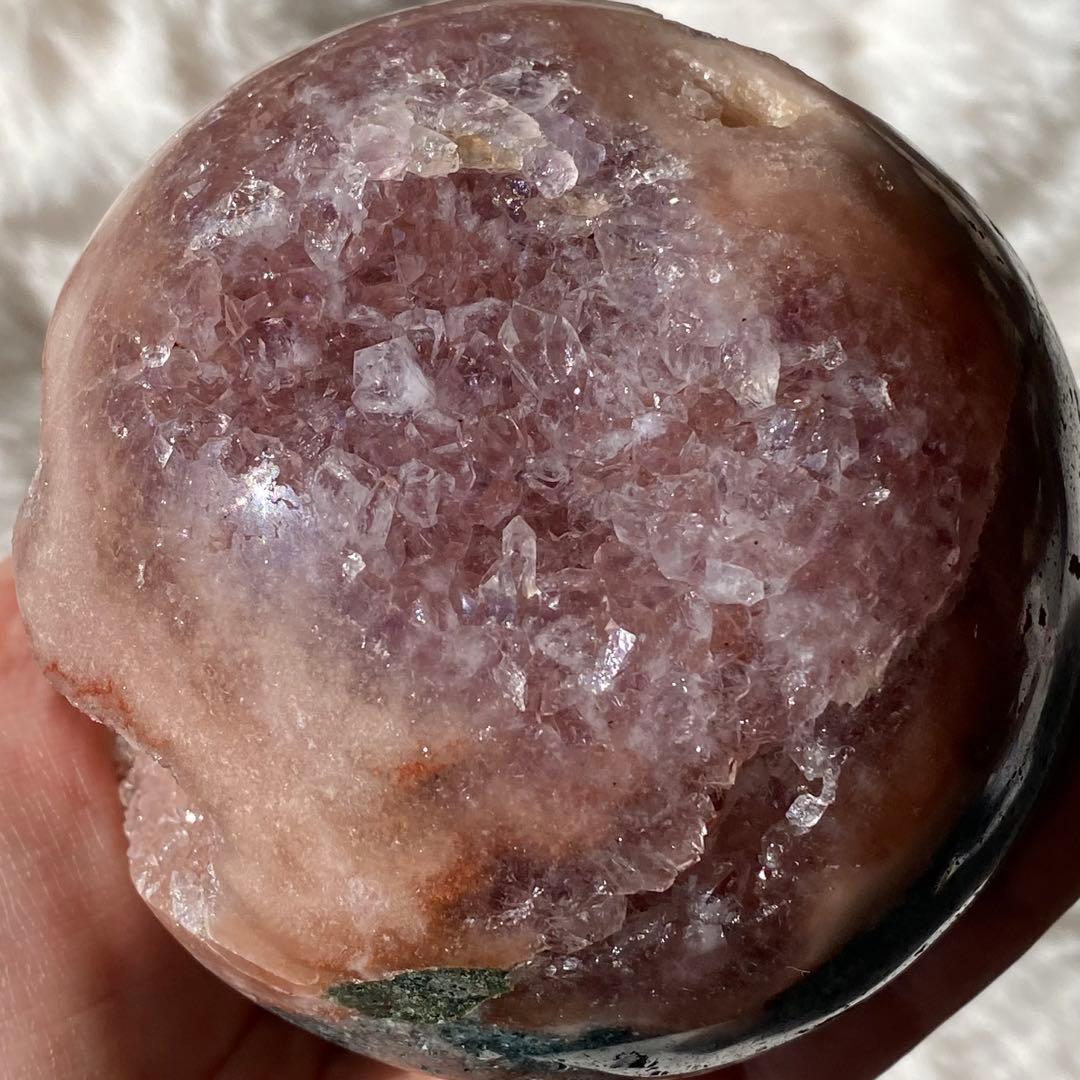 【 ピンクアメジスト BIG ドゥルージー 笑口 スフィア 90㎜ ジャスパー