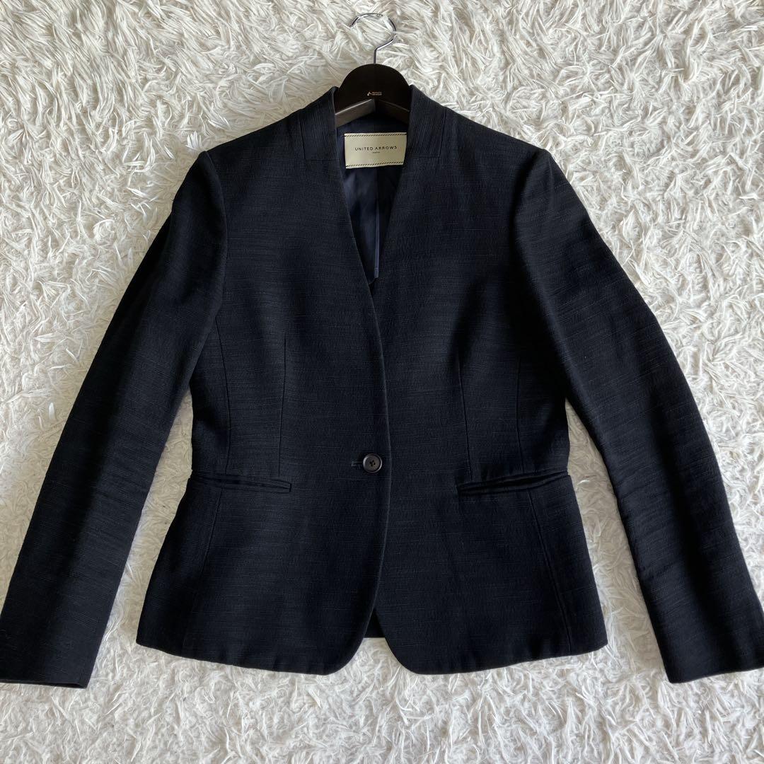 美品 UNITED ARROWS ノーカラージャケット パンツスーツ スラブ36