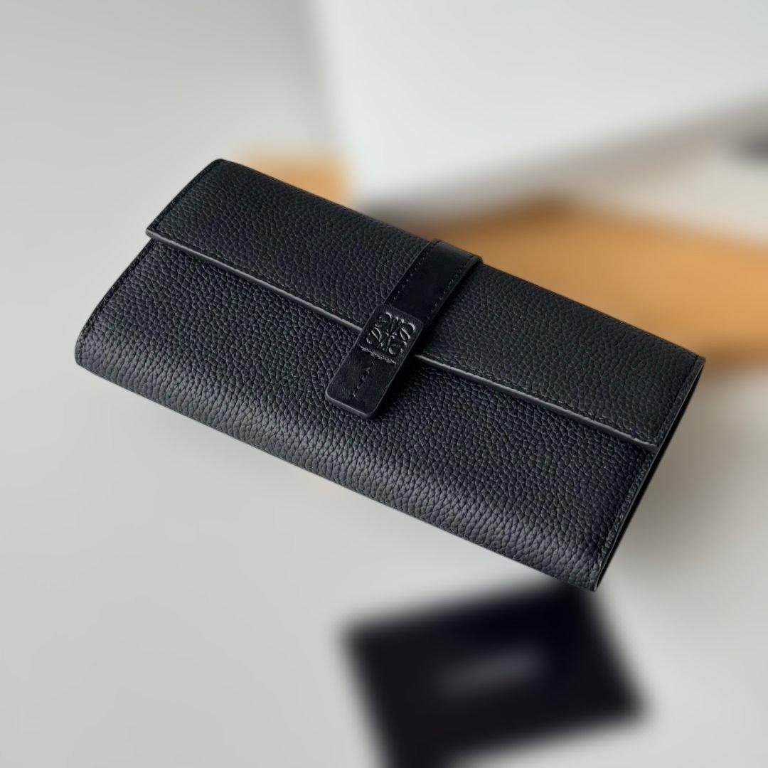 ブラック レザー 二つ折り財布