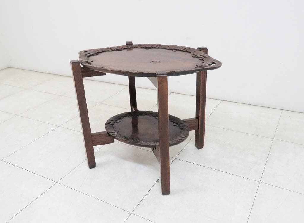 ■軽井沢彫■ティーテーブル■桜 さくら彫刻■トレー■サイドテーブル■