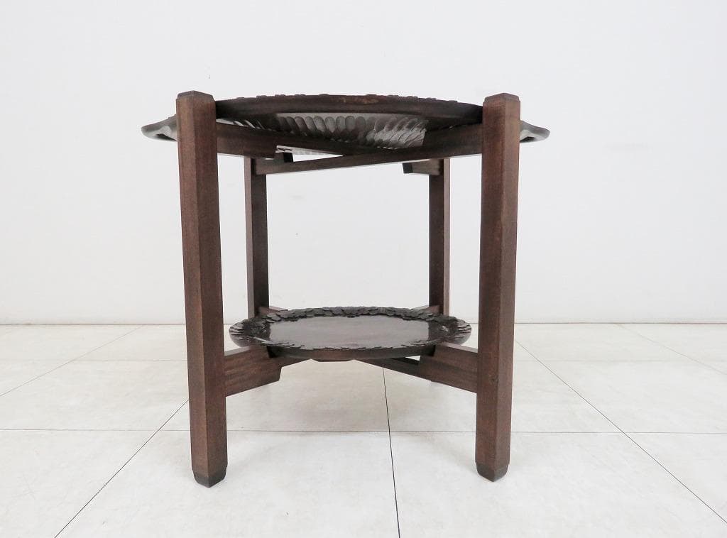 ■軽井沢彫■ティーテーブル■桜 さくら彫刻■トレー■サイドテーブル■