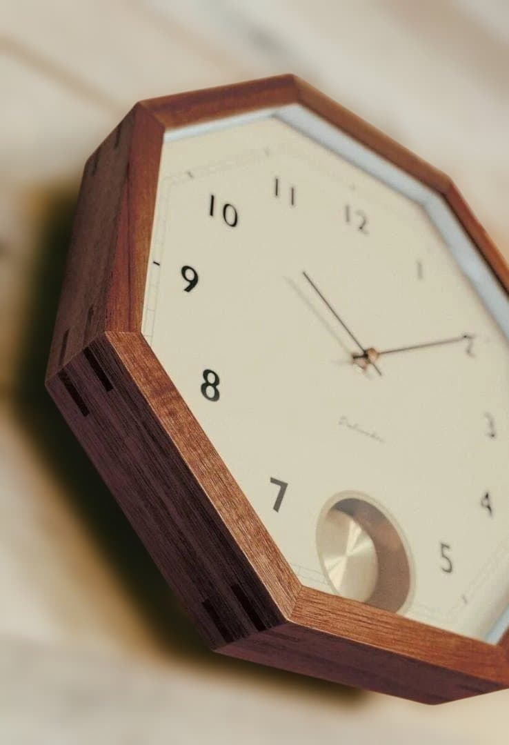 ブラウン木枠　八角★壁掛け振子時計　ゲルリッツ★ヴィンテージ　レトロ