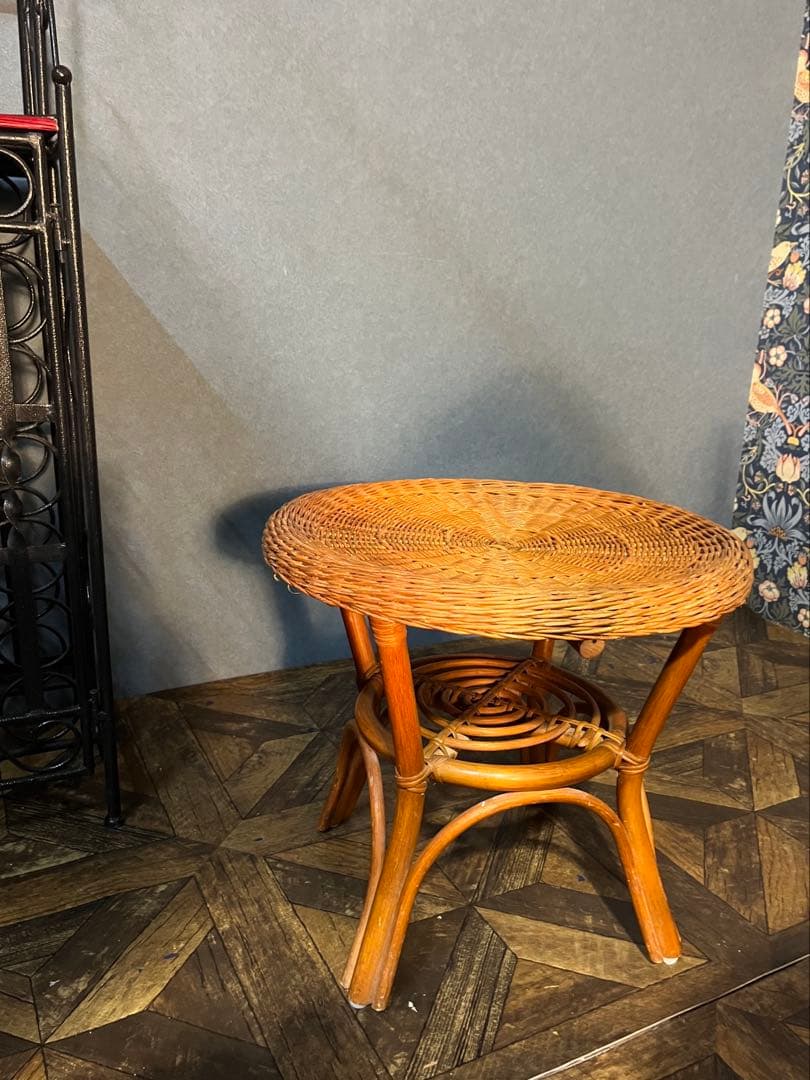 籐 ラタン テーブル 昭和レトロ 当時物 ローテーブル インテリア