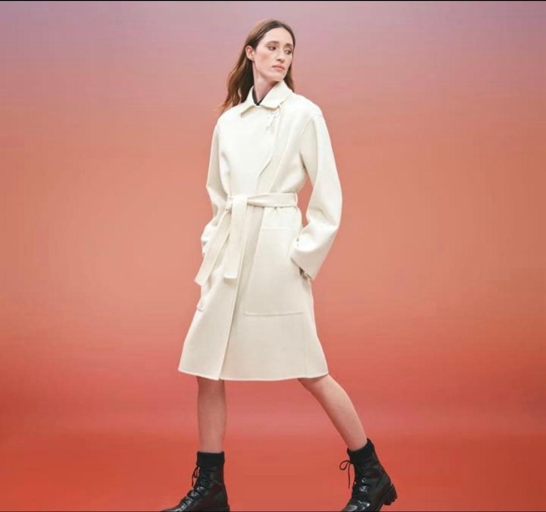 エルメス34コートカシミヤ白