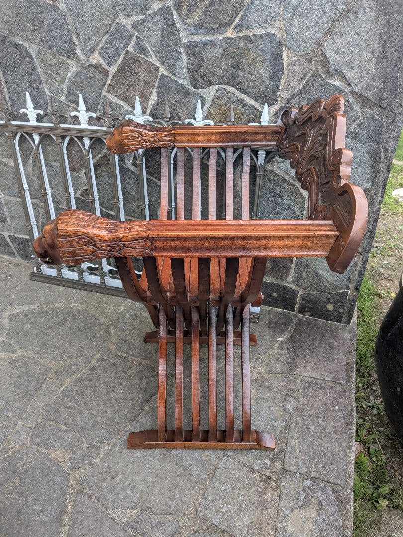 ②イタリア製　サヴォナローラチェア アンティーク家具