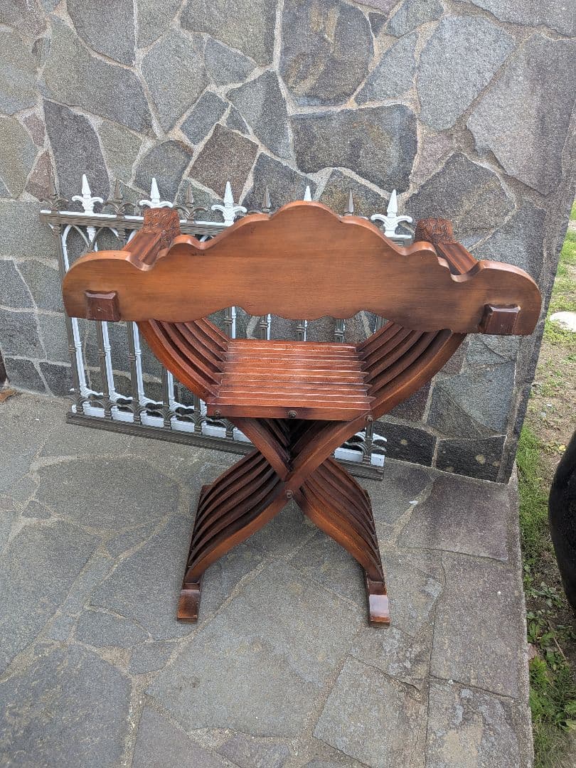 ②イタリア製　サヴォナローラチェア アンティーク家具