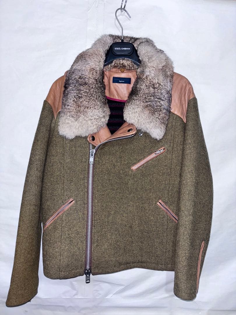 SUPP LEMENT REGIMENT ダブルライダース牛革ツイードジャケット