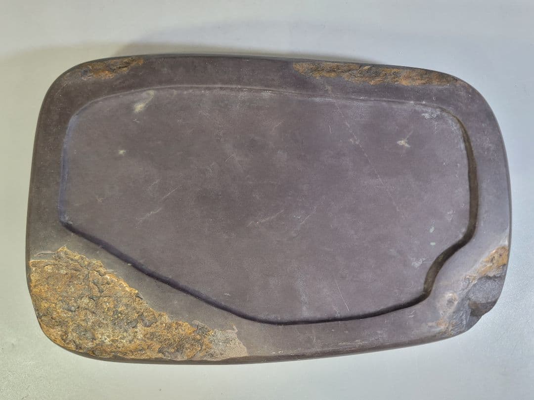 DT531 中国 文房四宝 端渓 刻梅紋 硯 唐木蓋付 美品