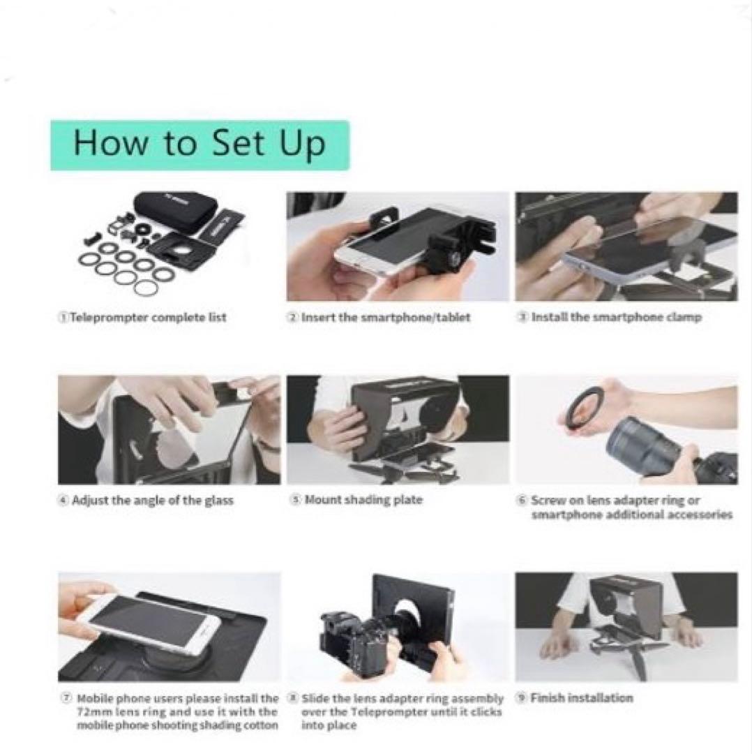 テレプロンプター タブレット/スマートフォンカメラ用 Androidに対応する