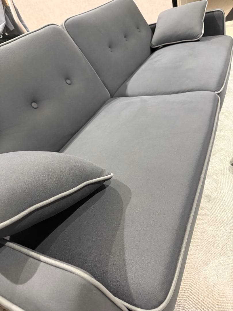 アイリスオーヤマ 2人掛け リクライニングソファ ダークグレー