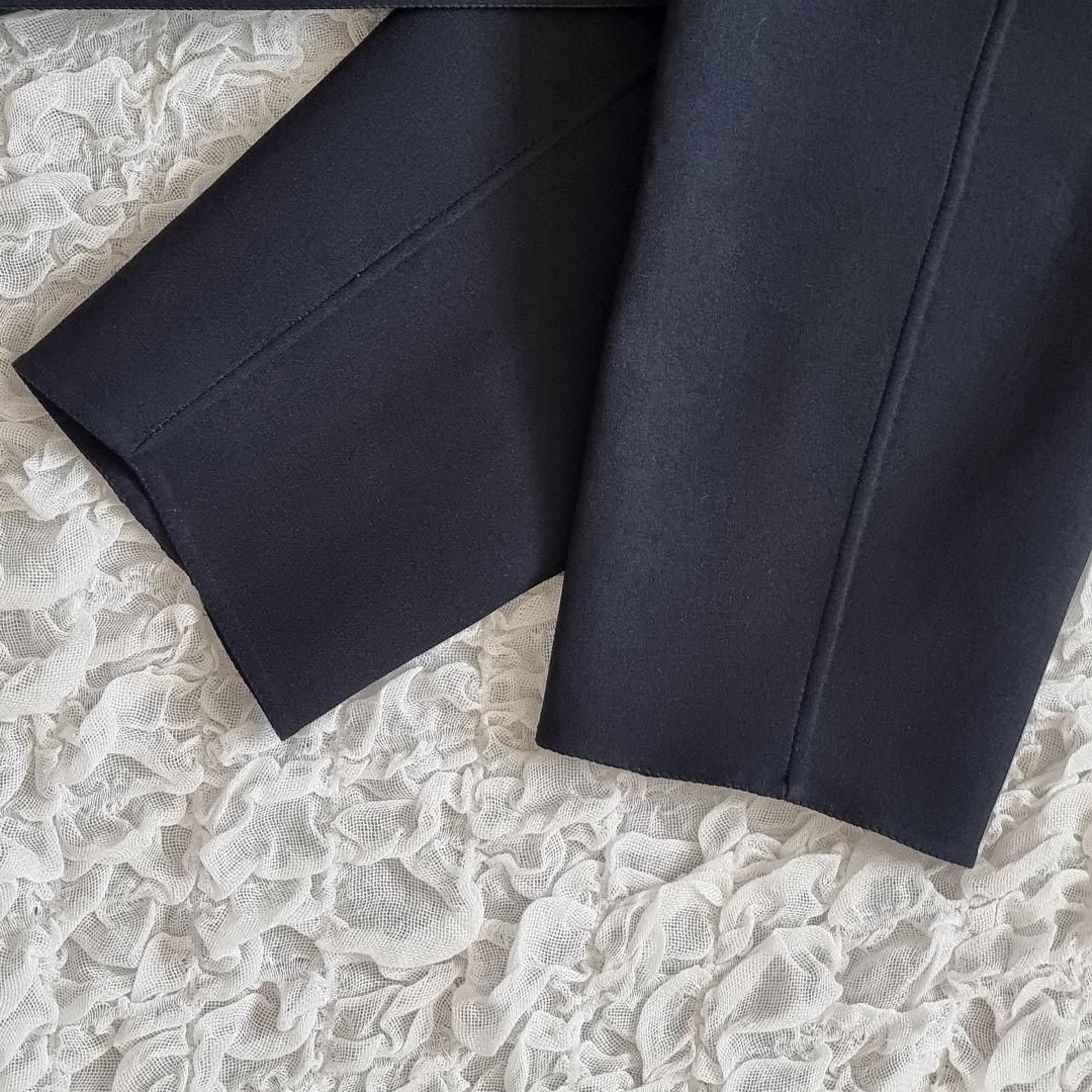 エストネーション ダブルフェイスリバーコート ベルト付 ロング　ネイビー