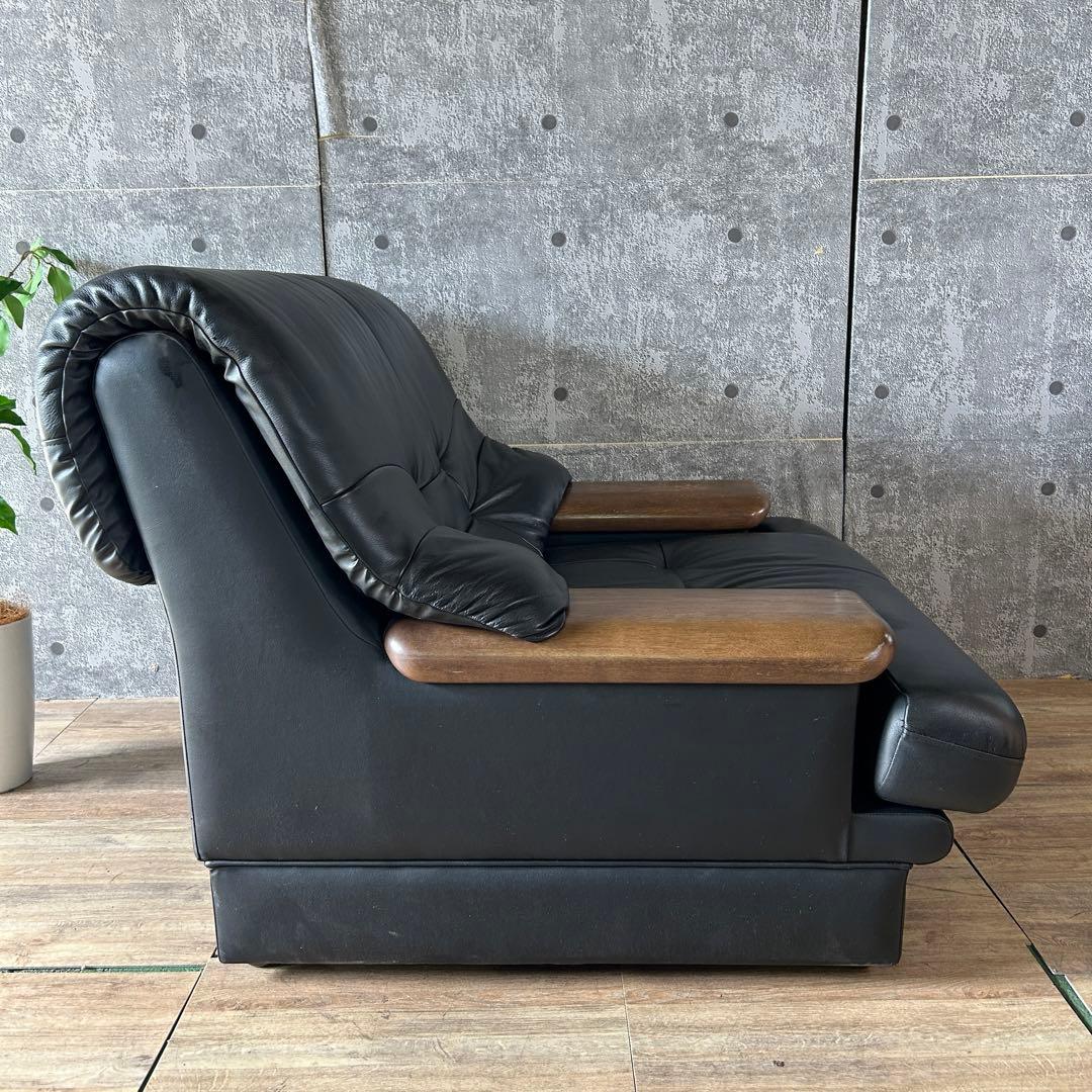 ꧁カリモク家具 karimoku꧂1人掛けレザーソファ×2脚 アーム リビング