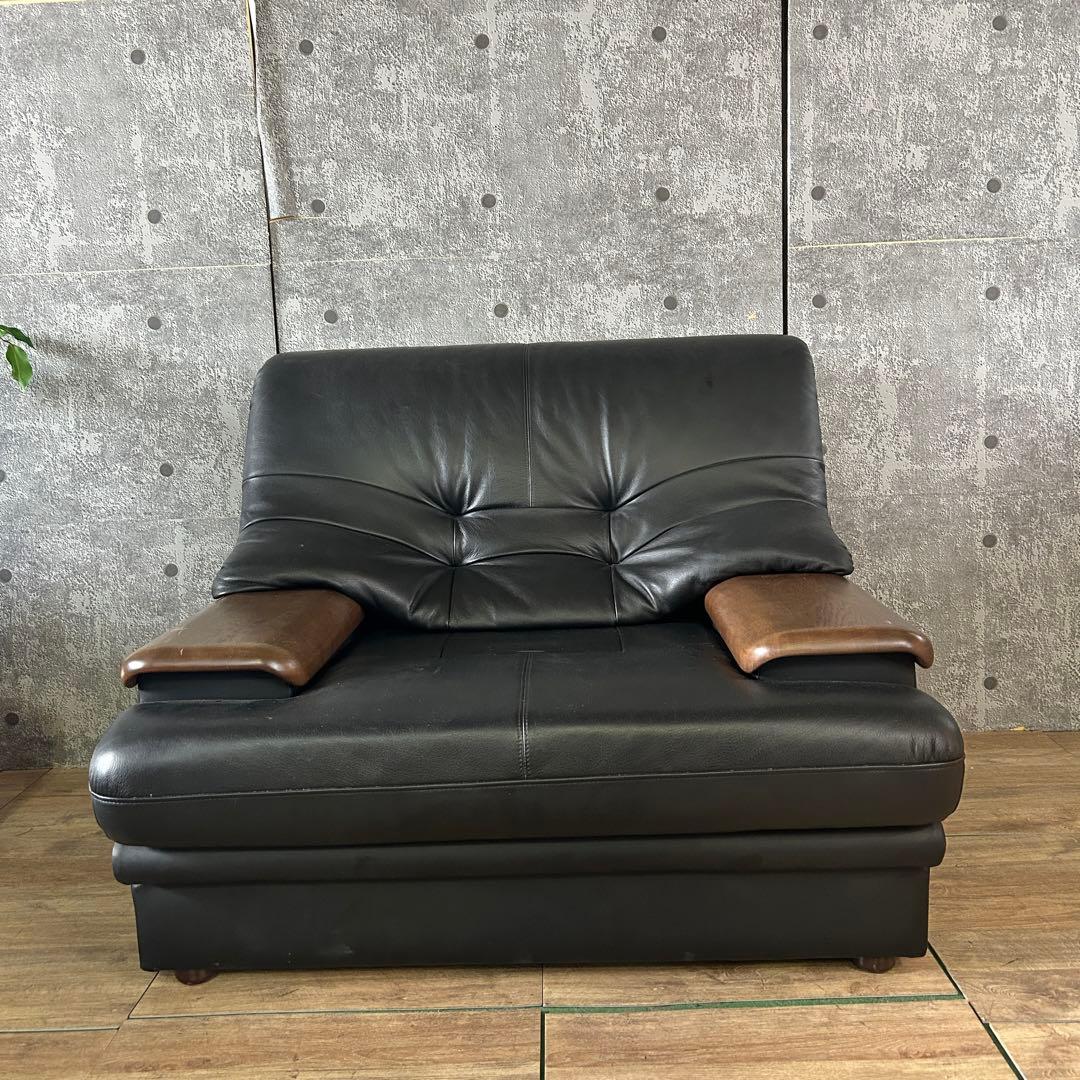 ꧁カリモク家具 karimoku꧂1人掛けレザーソファ×2脚 アーム リビング