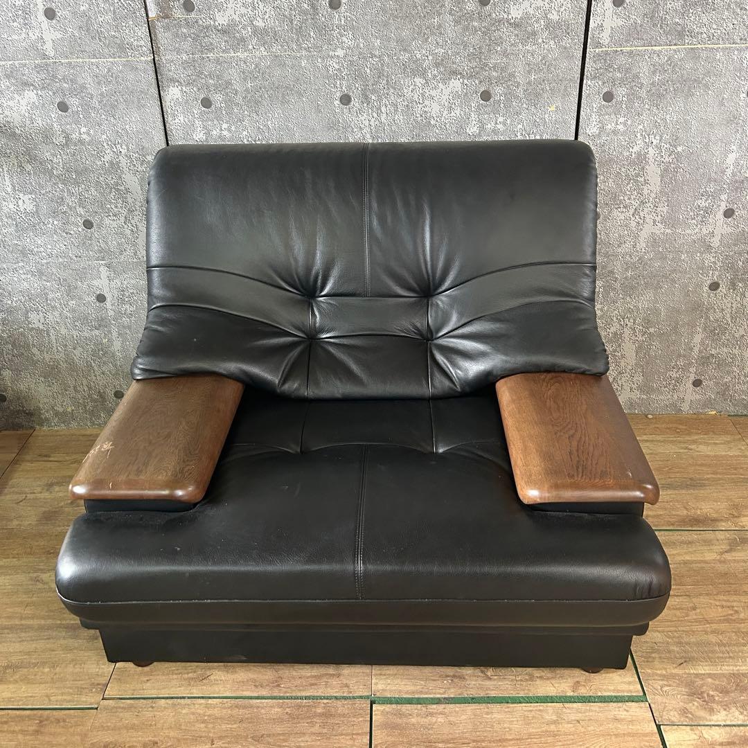 ꧁カリモク家具 karimoku꧂1人掛けレザーソファ×2脚 アーム リビング