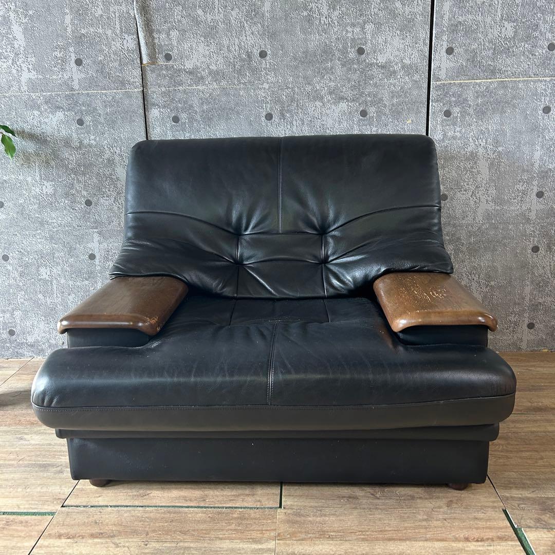 ꧁カリモク家具 karimoku꧂1人掛けレザーソファ×2脚 アーム リビング