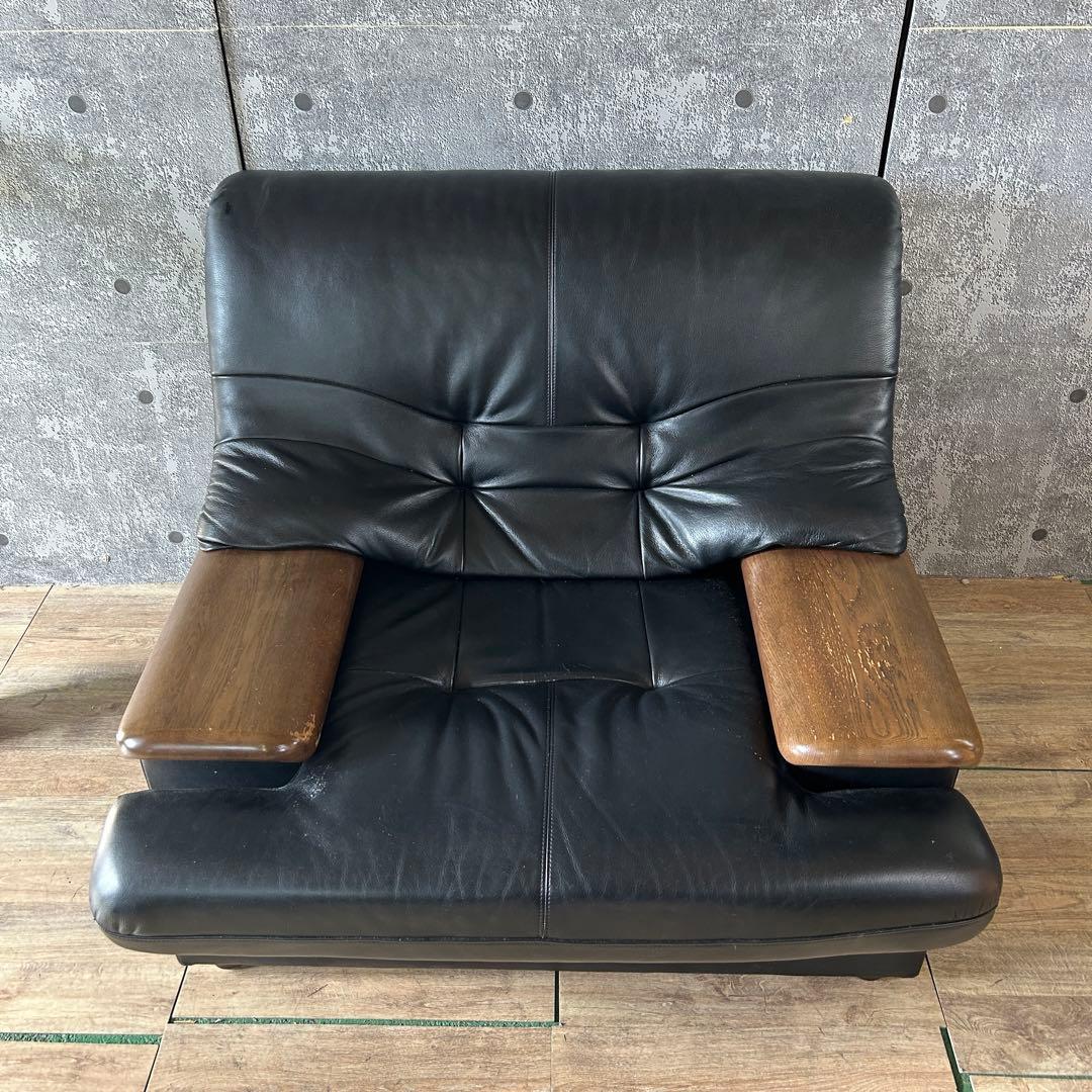 ꧁カリモク家具 karimoku꧂1人掛けレザーソファ×2脚 アーム リビング