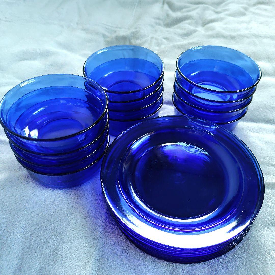 アルコロック ガラスプレート ガラスボウル コバルトブルー まとめ売り