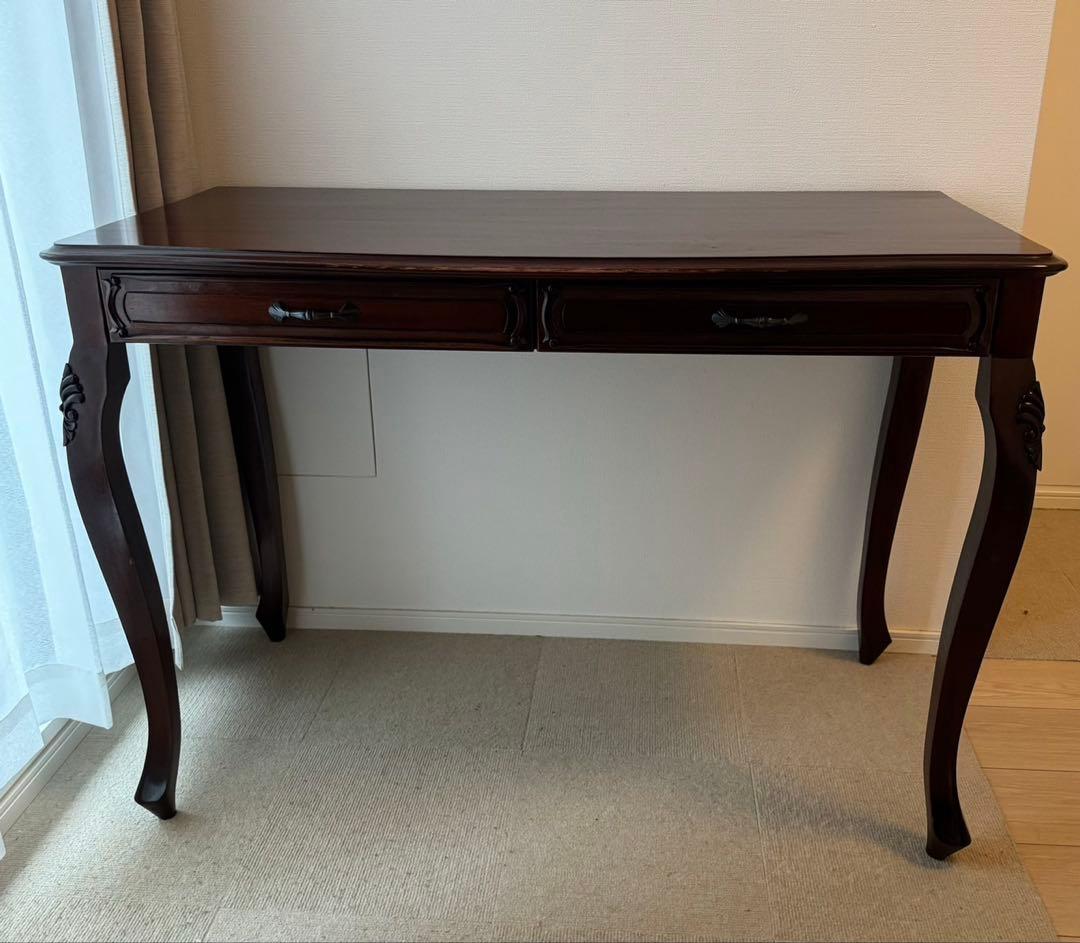 デスク 机 マホガニー 無垢材 アンティーク調 クラシック マホガニー猫足デスク
