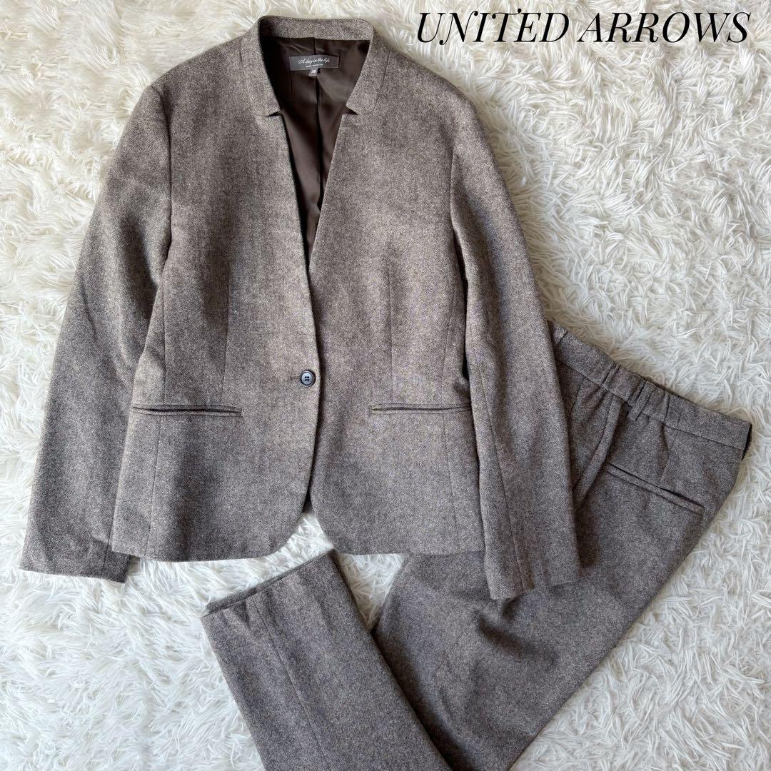 UNITED ARROWSセットアップスーツ グレー ノーカラージャケット 38
