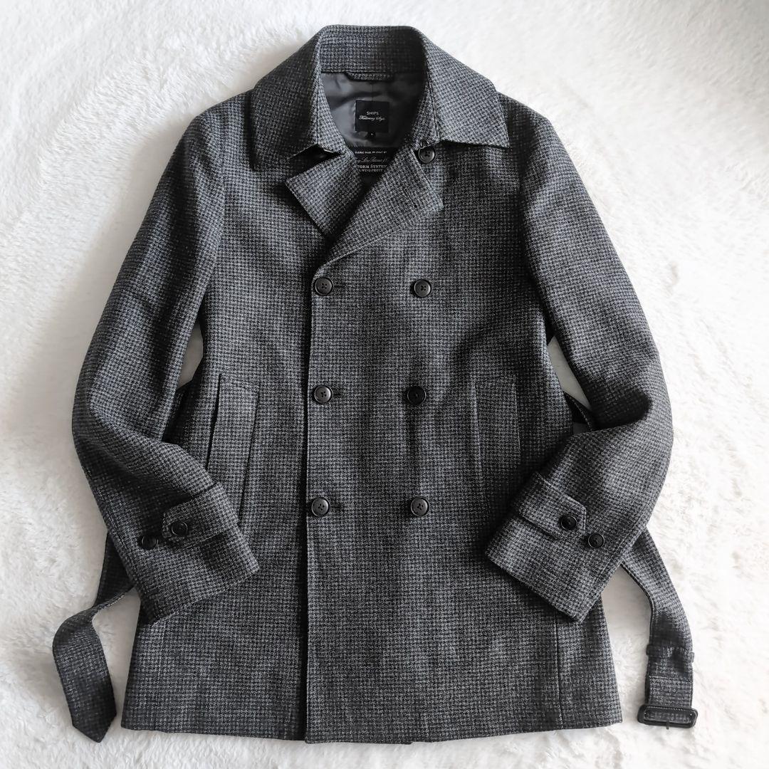 美品 シップス ロロピアーナ 防水 防風 千鳥格子 トレンチコート S グレー