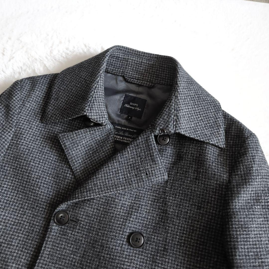 美品 シップス ロロピアーナ 防水 防風 千鳥格子 トレンチコート S グレー