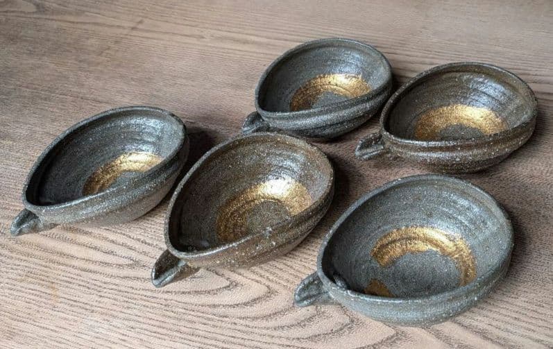 水垣力作 黒信楽 片口鉢 5個組