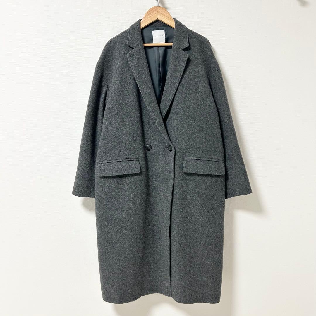 美品✨北欧 暮らしの道具店　3WAYアレンジ襟のかろやかチェスターコート　グレー