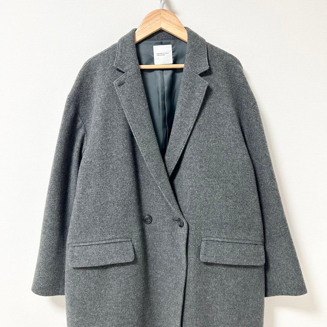 美品✨北欧 暮らしの道具店　3WAYアレンジ襟のかろやかチェスターコート　グレー