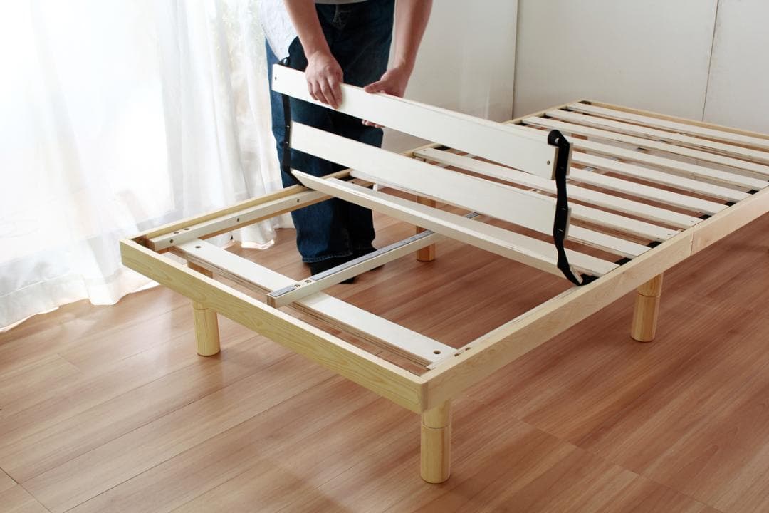 お買い得品！　高さ調節可能なすのこベッド【シングル　ナチュラル　フレームのみ】