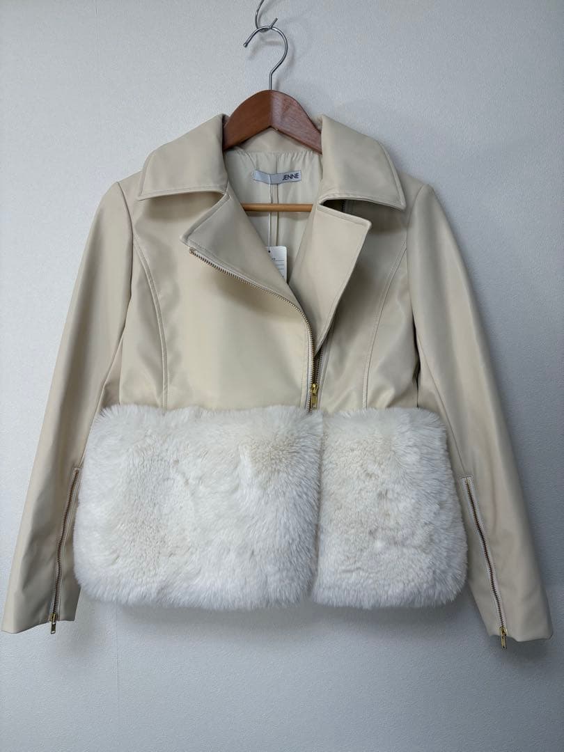 JENNE(ジェンヌ) エコファードッキングジャケット ホワイト Sサイズ