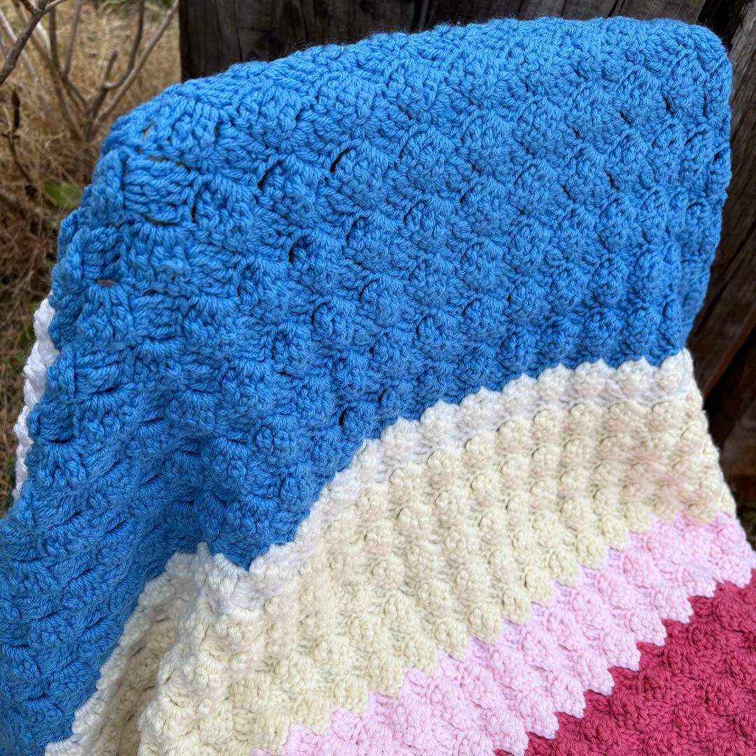 【USA vintage】グラニーブランケット ボーダー アメリカ ビンテージ