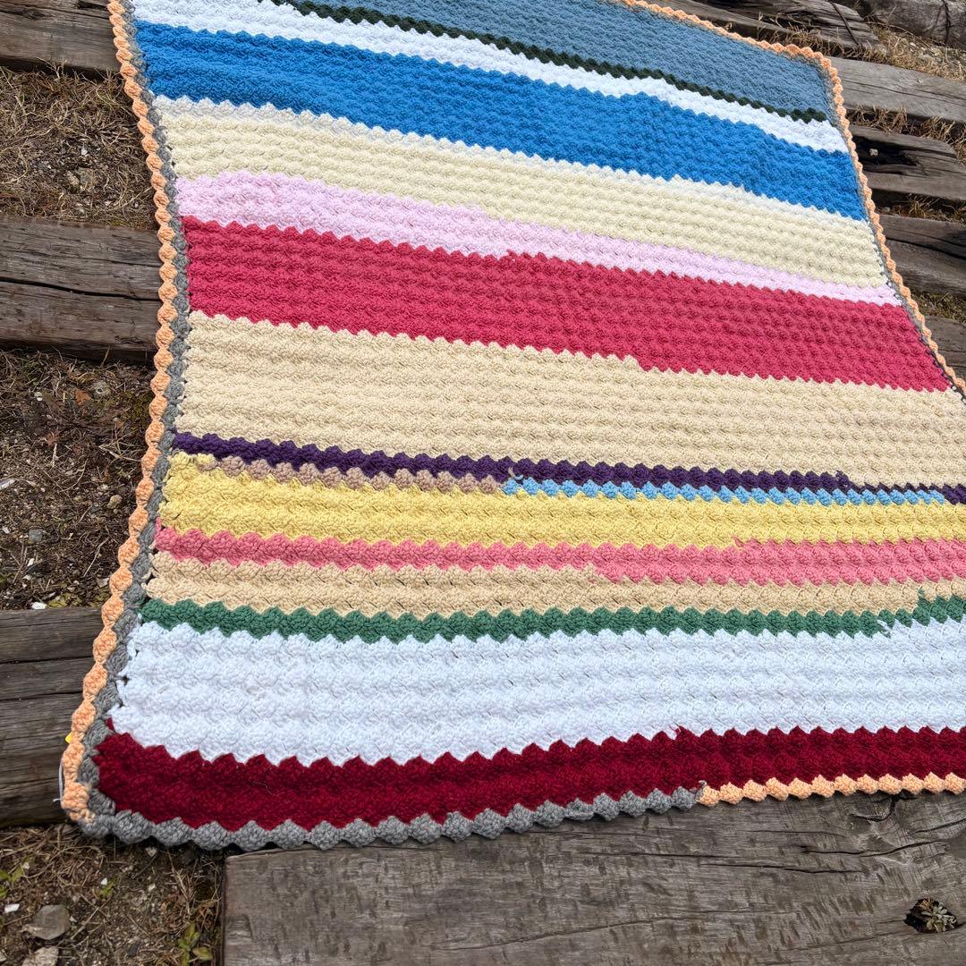 【USA vintage】グラニーブランケット ボーダー アメリカ ビンテージ