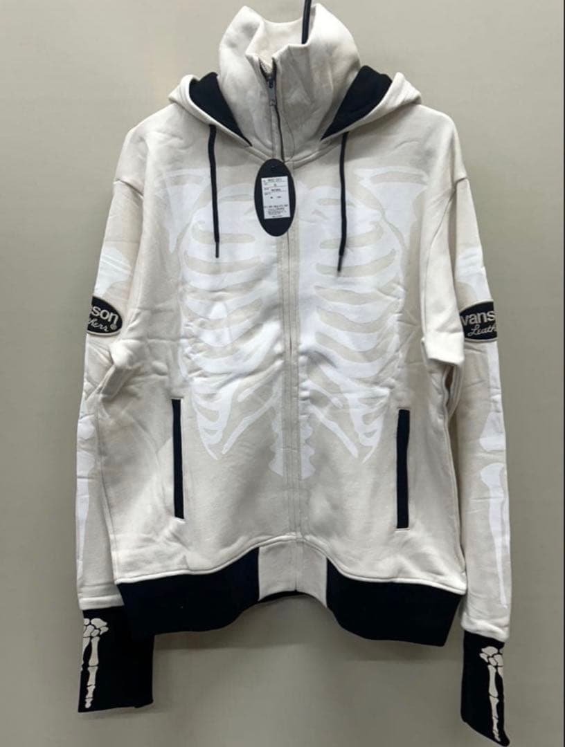 vanson スケルトンプリント フルジップパーカー XL