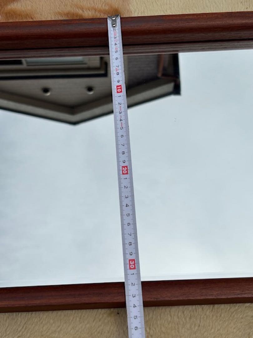 ビンテージ チーク材 ウォールミラー 壁掛けミラー 鏡姿見店舗什器北欧デンマーク