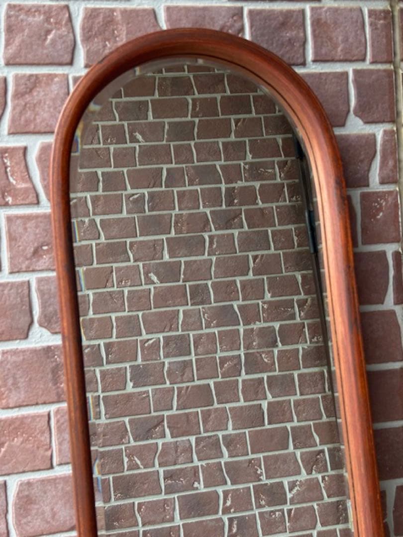 ビンテージ チーク材 ウォールミラー 壁掛けミラー 鏡姿見店舗什器北欧デンマーク