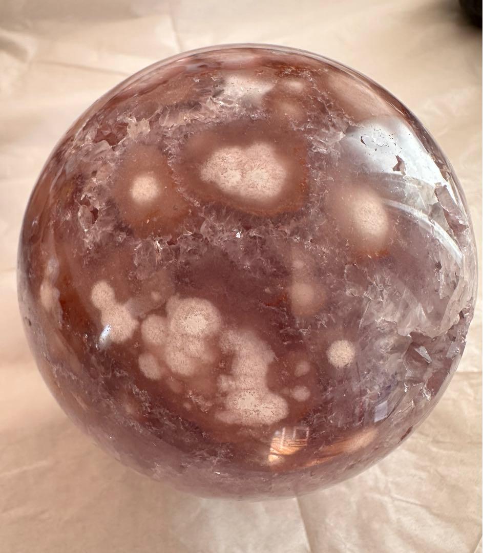 高品質☆ アメジスト　ピンクアメジスト　濃いパープルピンク　スフィア　丸玉模様