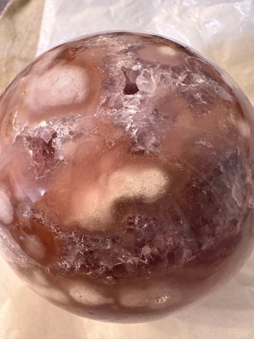 高品質☆ アメジスト　ピンクアメジスト　濃いパープルピンク　スフィア　丸玉模様