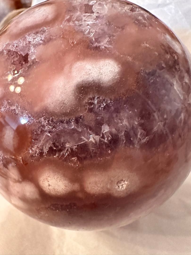 高品質☆ アメジスト　ピンクアメジスト　濃いパープルピンク　スフィア　丸玉模様