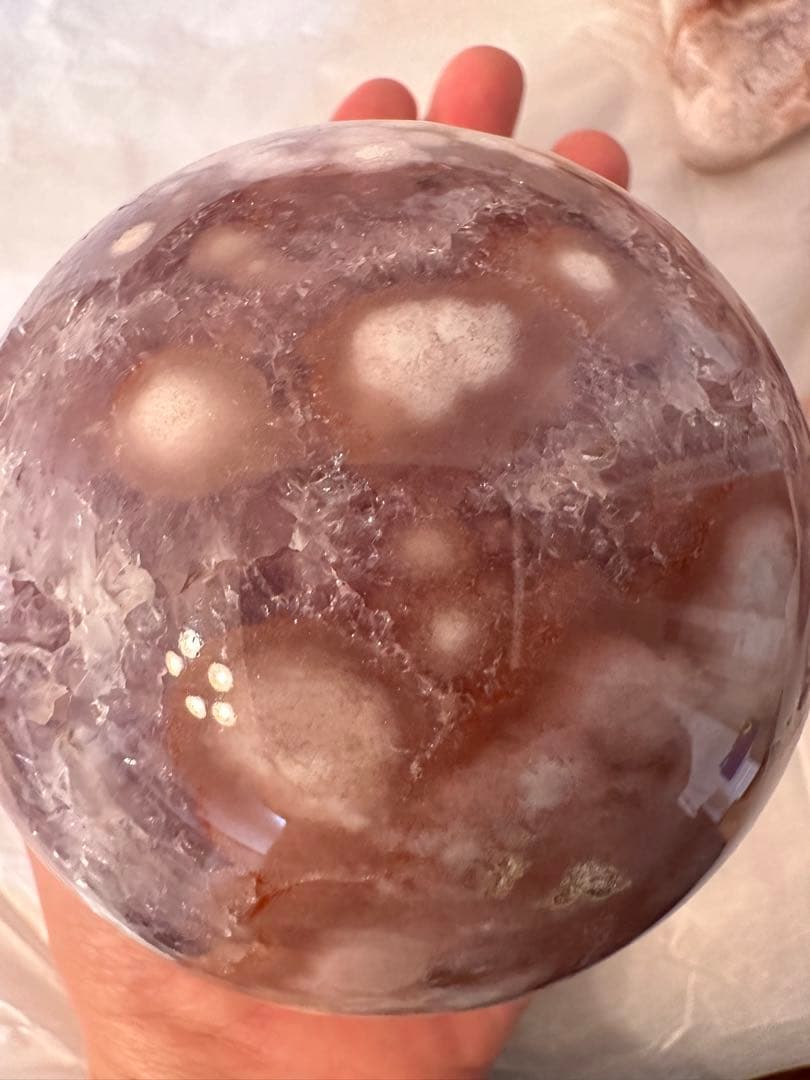 高品質☆ アメジスト　ピンクアメジスト　濃いパープルピンク　スフィア　丸玉模様