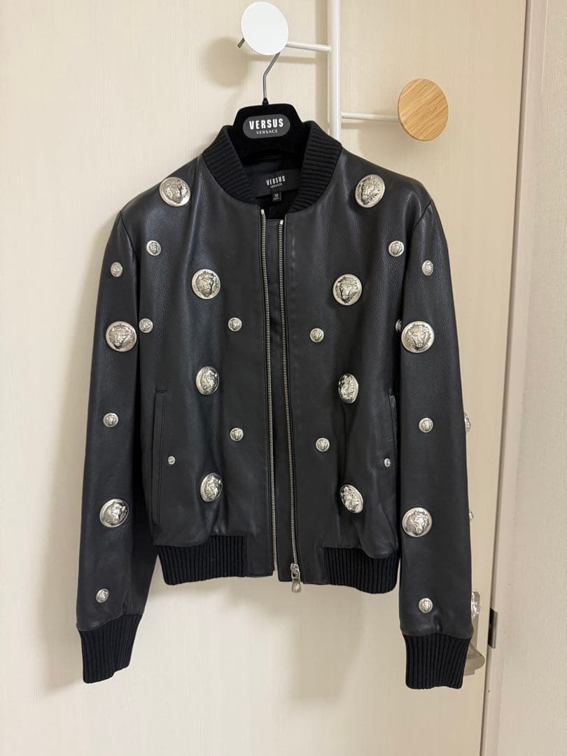 VERSUS ブラック レザージャケット 38
