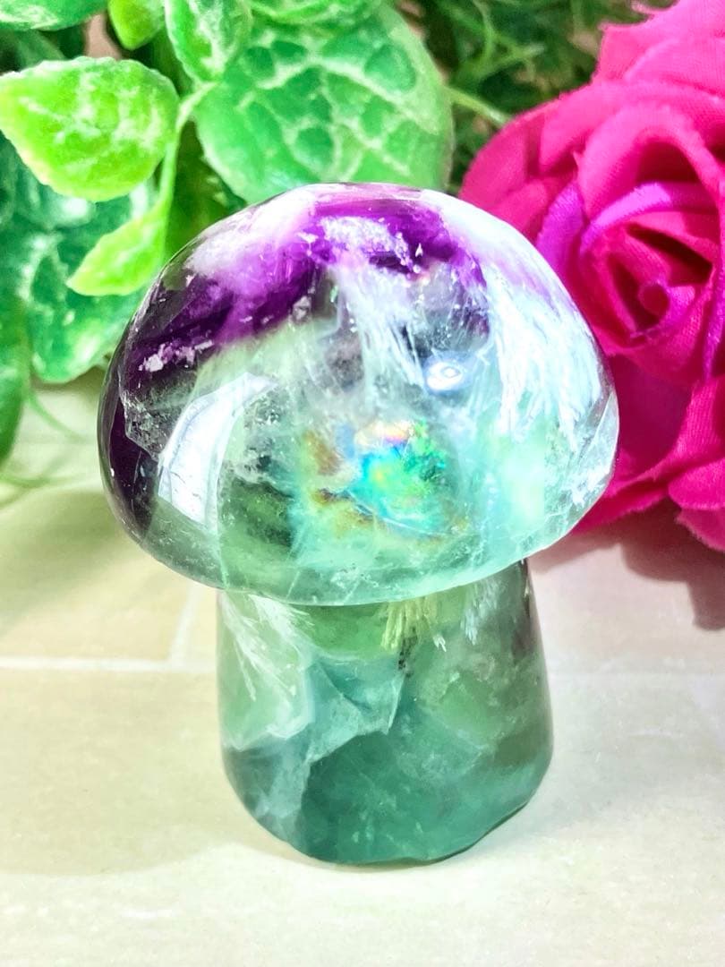 エンジェルフェザー　万華鏡　フローライト　マルチカラー　蛍石　きのこ　原石