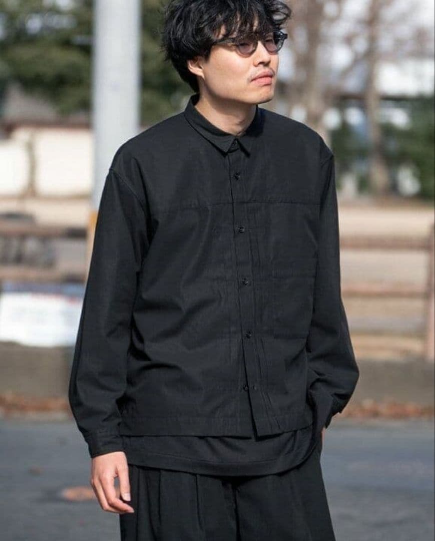 AFTERHOURS PLEATED BLOUZON 25SS 黒
