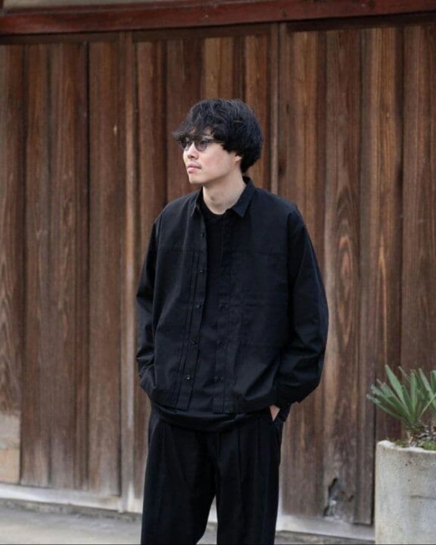 AFTERHOURS PLEATED BLOUZON 25SS 黒