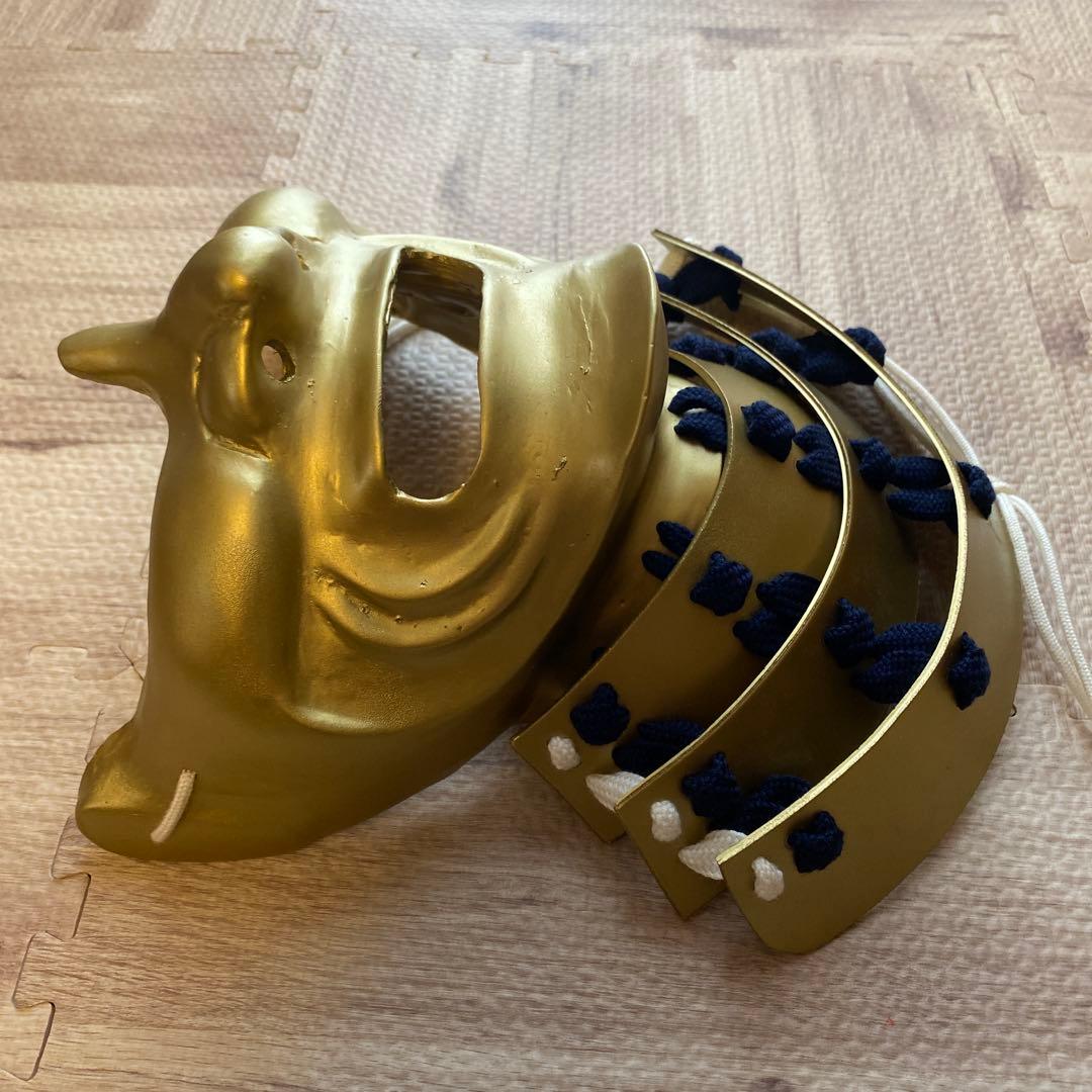【着用可能】手作り面頬　武具　鎧兜　甲冑　等身大　半頬　　mempo mask