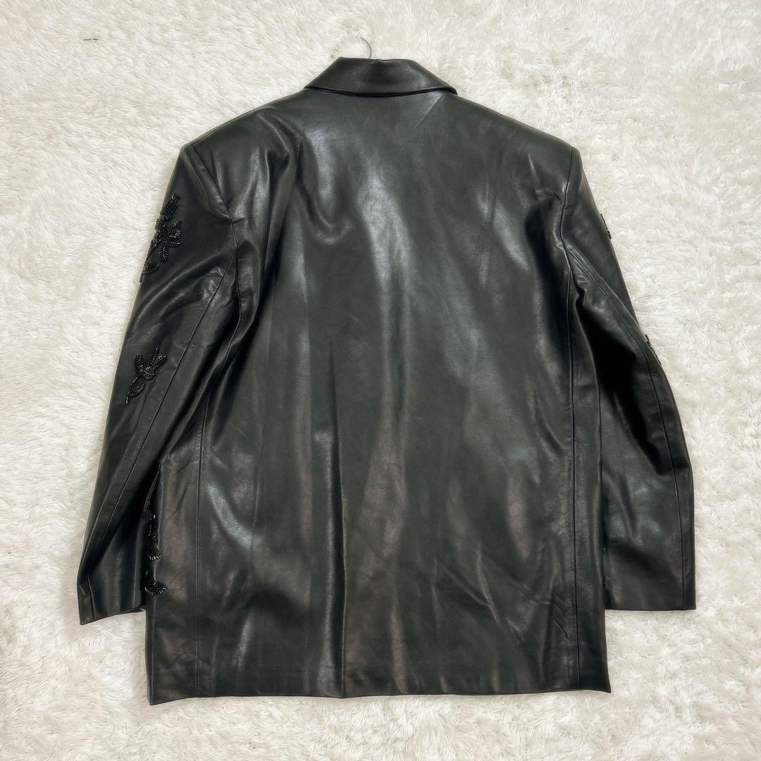 美品　ANDREA&Co. AUBREY レザービーズエンブロイダリージャケット