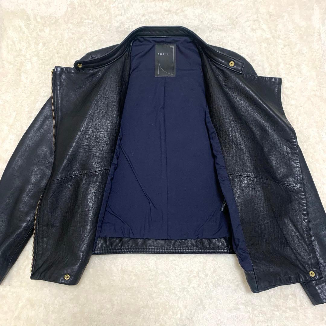 もも様NOBLE ノーブル ライダースジャケット ラムレザー 本革 ゴールド金具