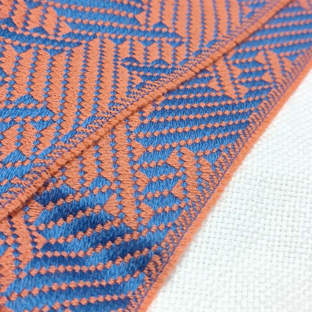 イーマリネッラE.MARINELLA千鳥格子柄ウールストールマフラー青橙ネクタイ